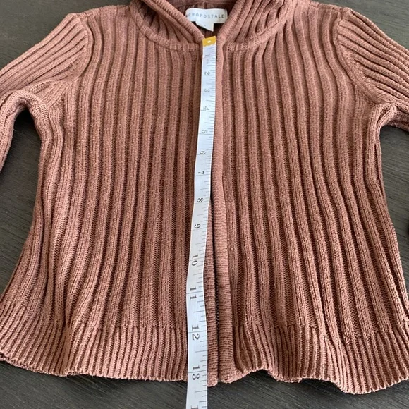 Aeropostale Brown full zipper ribbed hoodie - Picture 5 of 7